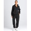 imageAUTOMET Womens Sweatsuits 2 Piece Outfits Lounge Sets Long Sleeve Half Zip Pullover and Baggy Sweatpants with PocketsBlack