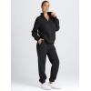 imageAUTOMET Womens Sweatsuits 2 Piece Outfits Lounge Sets Long Sleeve Half Zip Pullover and Baggy Sweatpants with PocketsBlack