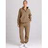 imageAUTOMET Womens Sweatsuits 2 Piece Outfits Lounge Sets Long Sleeve Half Zip Pullover and Baggy Sweatpants with PocketsCoffee