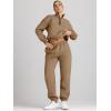 imageAUTOMET Womens Sweatsuits 2 Piece Outfits Lounge Sets Long Sleeve Half Zip Pullover and Baggy Sweatpants with PocketsCoffee