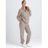 imageAUTOMET Womens Sweatsuits 2 Piece Outfits Lounge Sets Long Sleeve Half Zip Pullover and Baggy Sweatpants with PocketsCoffeegrey