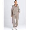 imageAUTOMET Womens Sweatsuits 2 Piece Outfits Lounge Sets Long Sleeve Half Zip Pullover and Baggy Sweatpants with PocketsCoffeegrey