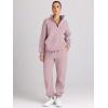 imageAUTOMET Womens Sweatsuits 2 Piece Outfits Lounge Sets Long Sleeve Half Zip Pullover and Baggy Sweatpants with PocketsDarkpink
