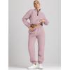 imageAUTOMET Womens Sweatsuits 2 Piece Outfits Lounge Sets Long Sleeve Half Zip Pullover and Baggy Sweatpants with PocketsDarkpink