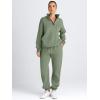 imageAUTOMET Womens Sweatsuits 2 Piece Outfits Lounge Sets Long Sleeve Half Zip Pullover and Baggy Sweatpants with PocketsGreen