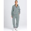 imageAUTOMET Womens Sweatsuits 2 Piece Outfits Lounge Sets Long Sleeve Half Zip Pullover and Baggy Sweatpants with PocketsGreygreen