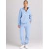 imageAUTOMET Womens Sweatsuits 2 Piece Outfits Lounge Sets Long Sleeve Half Zip Pullover and Baggy Sweatpants with PocketsLightblue