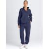 imageAUTOMET Womens Sweatsuits 2 Piece Outfits Lounge Sets Long Sleeve Half Zip Pullover and Baggy Sweatpants with PocketsNavyblue