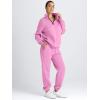 imageAUTOMET Womens Sweatsuits 2 Piece Outfits Lounge Sets Long Sleeve Half Zip Pullover and Baggy Sweatpants with PocketsPink