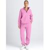 imageAUTOMET Womens Sweatsuits 2 Piece Outfits Lounge Sets Long Sleeve Half Zip Pullover and Baggy Sweatpants with PocketsPink
