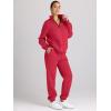 imageAUTOMET Womens Sweatsuits 2 Piece Outfits Lounge Sets Long Sleeve Half Zip Pullover and Baggy Sweatpants with PocketsRed