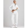 imageAUTOMET Womens Sweatsuits 2 Piece Outfits Lounge Sets Long Sleeve Half Zip Pullover and Baggy Sweatpants with PocketsWhite