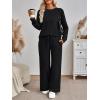 imageAUTOMET Womens Sweatsuits 2 Piece Sets Travel Outfits 2025 Fall Matching Lounge Set Oversized Sweatshirt Wide Leg PantsBlack