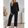 imageAUTOMET Womens Sweatsuits 2 Piece Sets Travel Outfits 2025 Fall Matching Lounge Set Oversized Sweatshirt Wide Leg PantsBlack