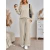 imageAUTOMET Womens Sweatsuits 2 Piece Sets Travel Outfits 2025 Fall Matching Lounge Set Oversized Sweatshirt Wide Leg PantsKhaki