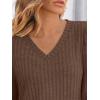 imageAUTOMET Womens V Neck Long Sleeve Shirt Fall Fashion Tops Tunic Dressy Casual Sweater Clothes Cute Trendy Work Outfits 2025Chocolatebrown