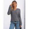 imageAUTOMET Womens V Neck Long Sleeve Shirt Fall Fashion Tops Tunic Dressy Casual Sweater Clothes Cute Trendy Work Outfits 2025Deepgrey