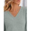 imageAUTOMET Womens V Neck Long Sleeve Shirt Fall Fashion Tops Tunic Dressy Casual Sweater Clothes Cute Trendy Work Outfits 2025Greenmint