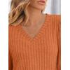 imageAUTOMET Womens V Neck Long Sleeve Shirt Fall Fashion Tops Tunic Dressy Casual Sweater Clothes Cute Trendy Work Outfits 2025Pumpkin