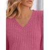 imageAUTOMET Womens V Neck Long Sleeve Shirt Fall Fashion Tops Tunic Dressy Casual Sweater Clothes Cute Trendy Work Outfits 2025Rose