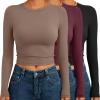 imageAUTOMET 3 Pack Womens Long Sleeve Shirts Y2K Going Out Crop Tops Cute Basic Slim Fitted Fall Fashion Outfits 2025 ClothesCoffegreywineredblack