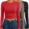 imageAUTOMET 3 Pack Womens Long Sleeve Shirts Y2K Going Out Crop Tops Cute Basic Slim Fitted Fall Fashion Outfits 2025 ClothesRedcoffegreyblack