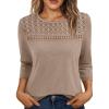 imageAUTOMET 34 Length Sleeve Womens Tops Lace Business Dressy Casual Blouses Spring Summer Fall Trendy Cute Work T ShirtsKhaki