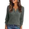 imageAUTOMET Long Sleeve Henley Shirts Womens Business Casual Lightweight Tunic Sweater TopsArmy Green