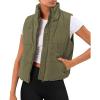 imageAUTOMET Puffer Vest Women Sleeveless Winter Cropped Outerwear Warm Puffy Lightweight Standup Collar Down with PocketsArmy Green