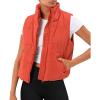 imageAUTOMET Puffer Vest Women Sleeveless Winter Cropped Outerwear Warm Puffy Lightweight Standup Collar Down with PocketsOrange