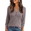imageAUTOMET Womens Henley Long Sleeve Shirt Fall Top V Neck Fashion Dreesy Casual Tunic Sweaters Clothes Trendy Work OutfitsNutmeg
