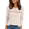 imageAUTOMET Womens Lace Long Sleeve Shirt Fall Top Fashion Dreesy Casual Tunic Sweaters Mesh Clothes Trendy Work Cute OutfitsApricot
