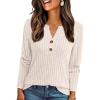 imageAUTOMET Womens Long Sleeve Henley Shirts Fall Lightweight Sweaters Dressy Casual Tunic Tops Fashion Clothes 2025Beige