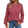 imageAUTOMET Womens Long Sleeve Shirts Pleated Lace Tops Fall Fashion Outfits Business Casual BlousesRust