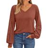 imageAUTOMET Womens Long Sleeve Shirts VNeck Lace Tops Business Casual Blouses Tee Trendy 2025 Fall Fashion Outfits ClothesMaple