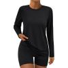 imageAUTOMET Womens Long Sleeve Workout Tops 2025 Fall Sports Sun Shirts Swim Hiking Gym Tshirts UPF 50 Rash Guard UV ClothesBlack