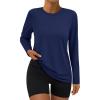 imageAUTOMET Womens Long Sleeve Workout Tops 2025 Fall Sports Sun Shirts Swim Hiking Gym Tshirts UPF 50 Rash Guard UV ClothesNavy