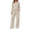 imageAUTOMET Womens Sweatsuits 2 Piece Sets Travel Outfits 2025 Fall Matching Lounge Set Oversized Sweatshirt Wide Leg PantsKhaki