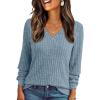 imageAUTOMET Womens V Neck Long Sleeve Shirt Fall Fashion Tops Tunic Dressy Casual Sweater Clothes Cute Trendy Work Outfits 2025Lightblue