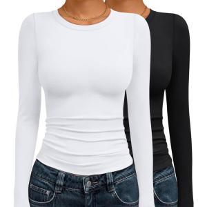 imageAUTOMET 3 Pack Womens Long Sleeve T Shirts Fall Fashion Basic Going Out Crop Tops Slim Fitted Winter Clothes 2025Black white