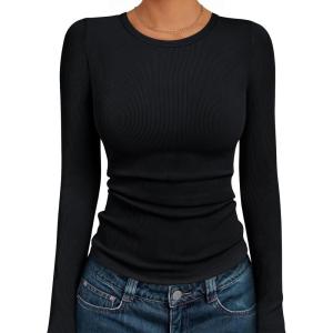 imageAUTOMET Long Sleeve Shirts Basic TopsBlack