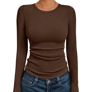 imageAUTOMET Long Sleeve Shirts Basic TopsBrown