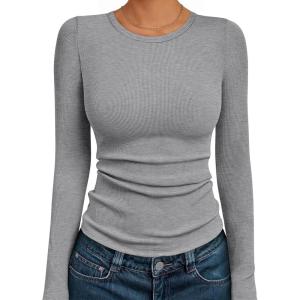 imageAUTOMET Long Sleeve Shirts Basic TopsGrey