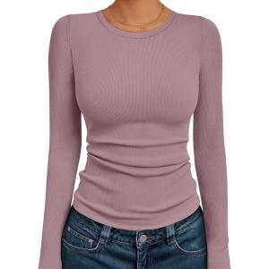 imageAUTOMET Long Sleeve Shirts Basic TopsGrey Pink