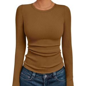 imageAUTOMET Long Sleeve Shirts Basic TopsLight Brown