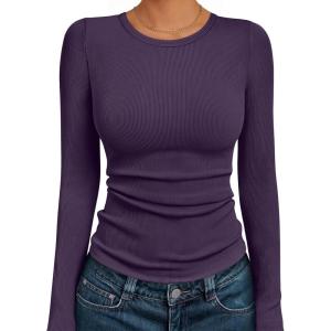 imageAUTOMET Long Sleeve Shirts Basic TopsPurple