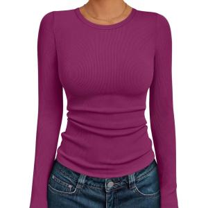 imageAUTOMET Long Sleeve Shirts Basic TopsRose Red
