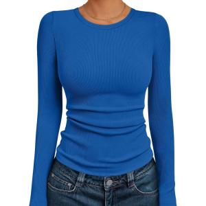imageAUTOMET Long Sleeve Shirts Basic TopsRoyal Blue