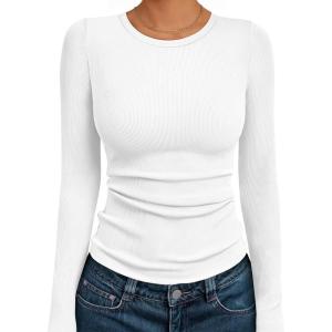 imageAUTOMET Long Sleeve Shirts Basic TopsWhite