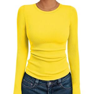 imageAUTOMET Long Sleeve Shirts Basic TopsYellow